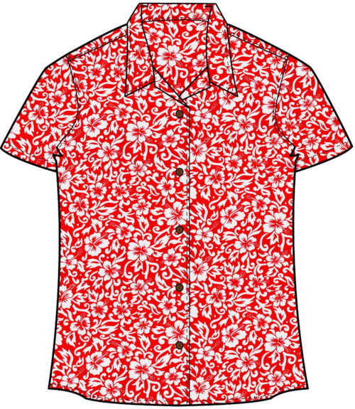 Red Hibiscus Women's Hawaiian Shirt
